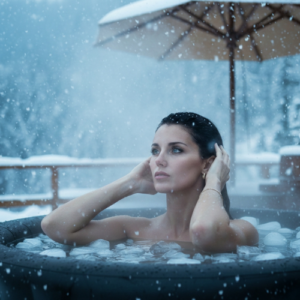 Nahaufnahme der Triggerdinger Recovery Tub Pro, ein mobiles Eisbad zur Regeneration nach dem Sport und zur Stärkung der Abwehrkräfte.