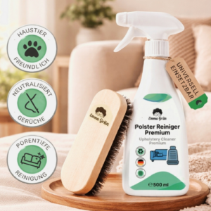 Ella auf dem Sofa mit Emma Grün Polsterreiniger - Natürliche Sofa Reinigung Erfahrungen und 10% Rabattcode ELLA