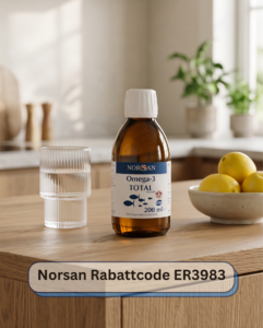Norsan Erfahrungen: Warum das Omega-3 von Norsan Testsieger-Qualität hat. Erfahre mehr über Dosierung, Algenöl & spare 15% mit Code ER3983 Norsan Omega-3 Öl für eine optimale Versorgung mit EPA und DHA Norsan Rabattcode ER3983